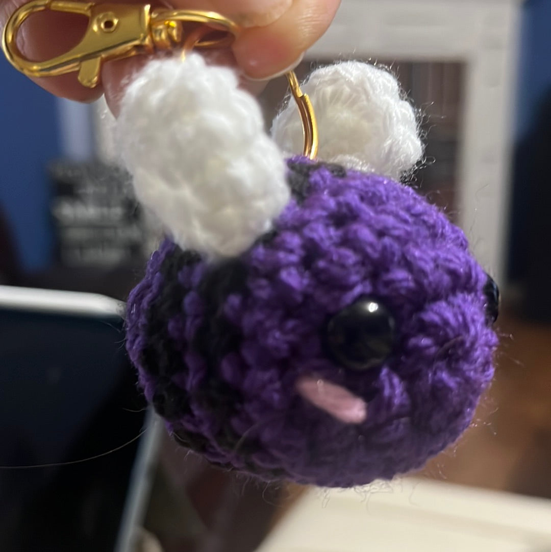 Crocheted bee keychain