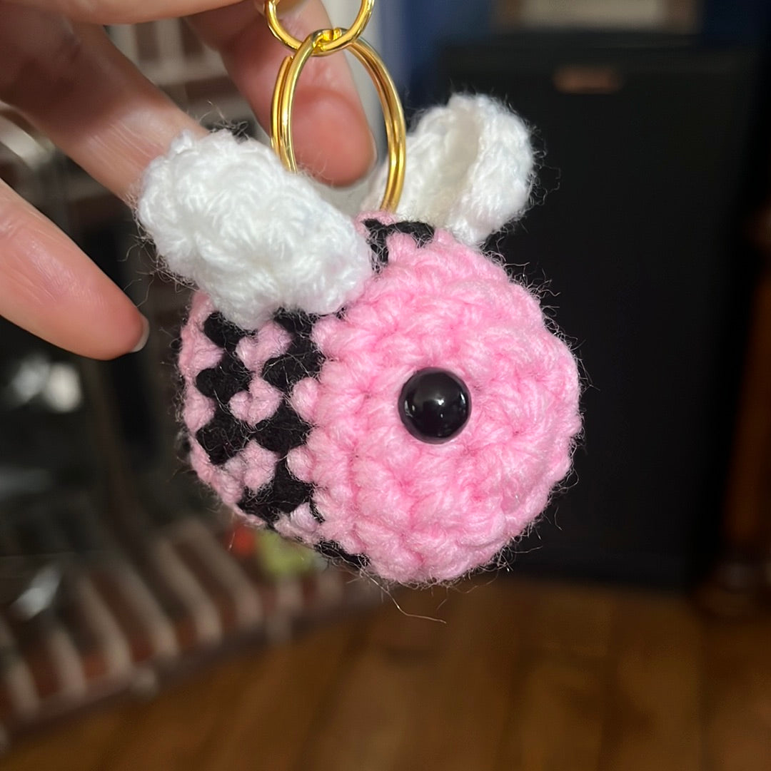 Crocheted bee keychain