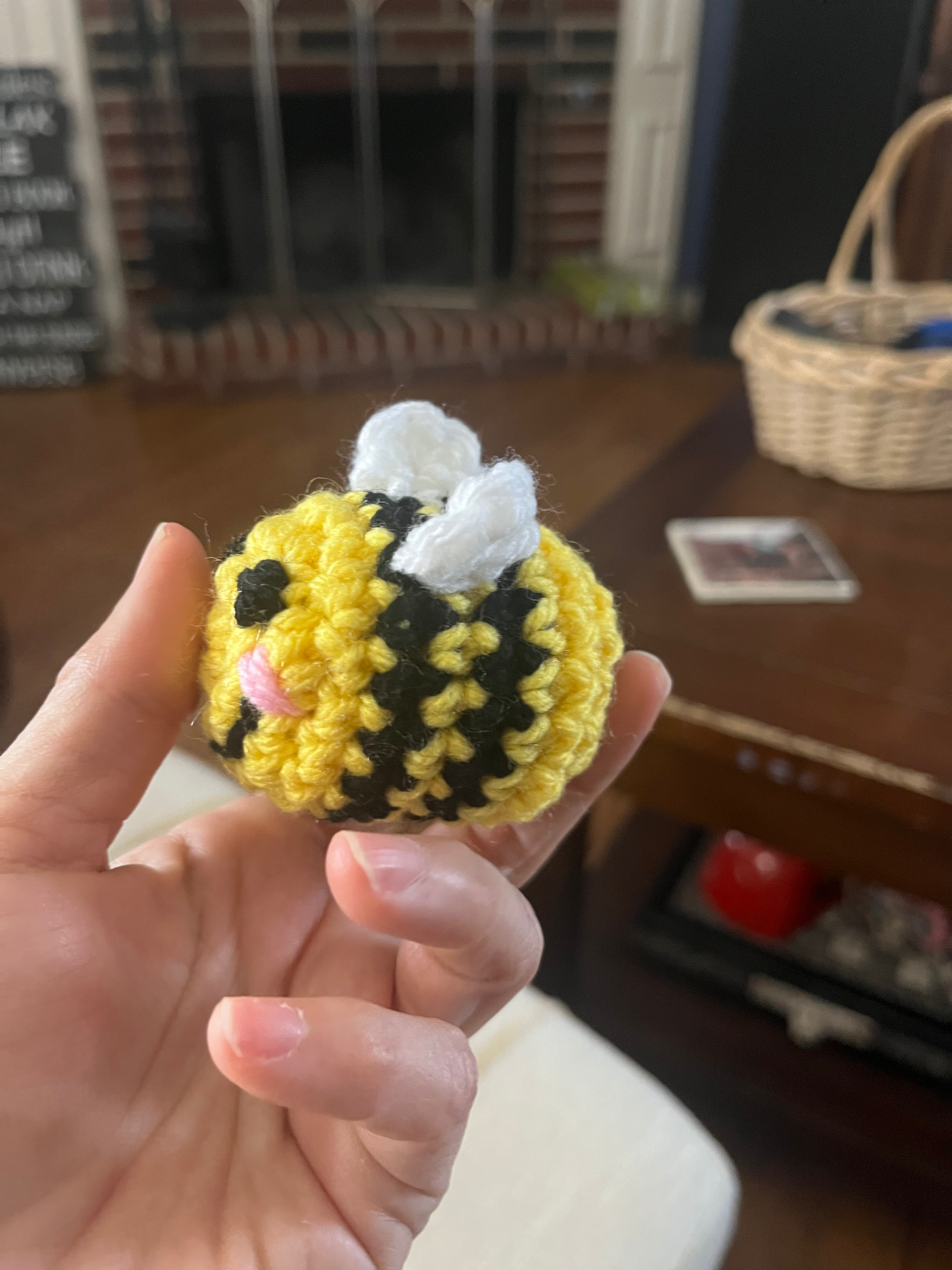 Crocheted bee keychain